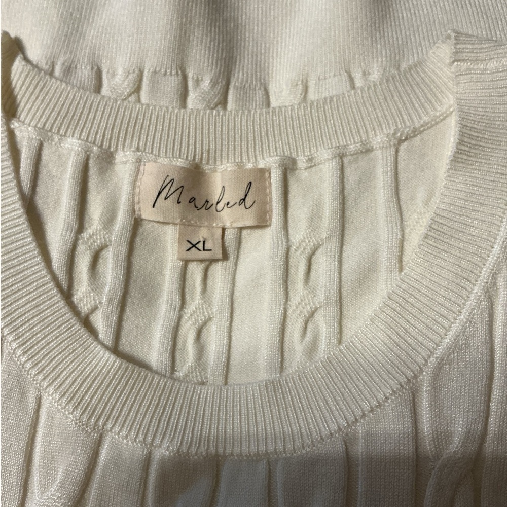 Marled Ivory Cable Knit Tank Top XL - Picture 5 of 6